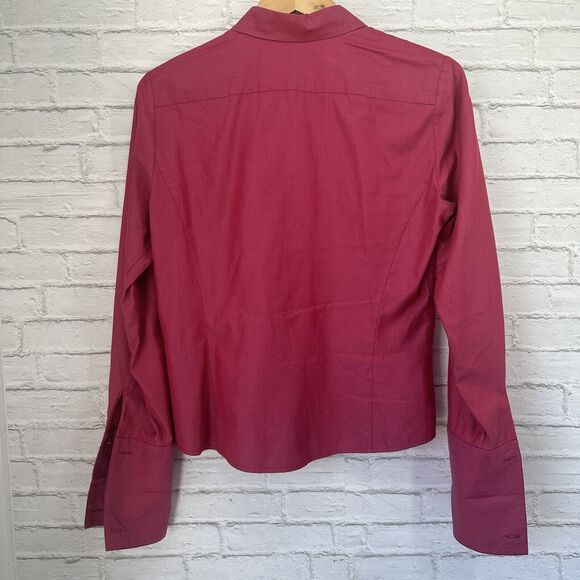 Ann Taylor Blouse Long Sleeve Tunic Top Button Up Pink Women's Size Medium READ - Picture 5 of 12